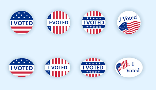 I VOTED Stickers Ballot Poll Presidential Election USA Flag Labels 2" x 1",1PK 