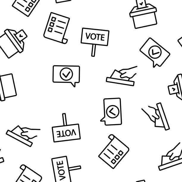 投票和選舉向量無縫模式。 - 投票 插圖 幅插畫檔、美工圖案、卡通及圖標