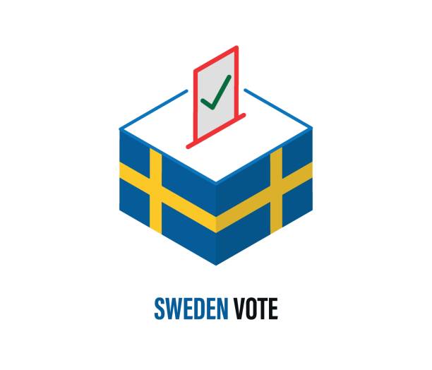 bildbanksillustrationer, clip art samt tecknat material och ikoner med voting at the ballot box in sweden. - val sverige