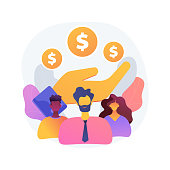Wage subsidy for business employees abstract concept vector illustration. Small-medium sized business support, keep employees on the payroll, COVID19 crisis layoff, unemployment abstract metaphor.