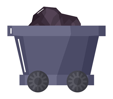 Wagon with Coal, Mining Industry Cargo Vector