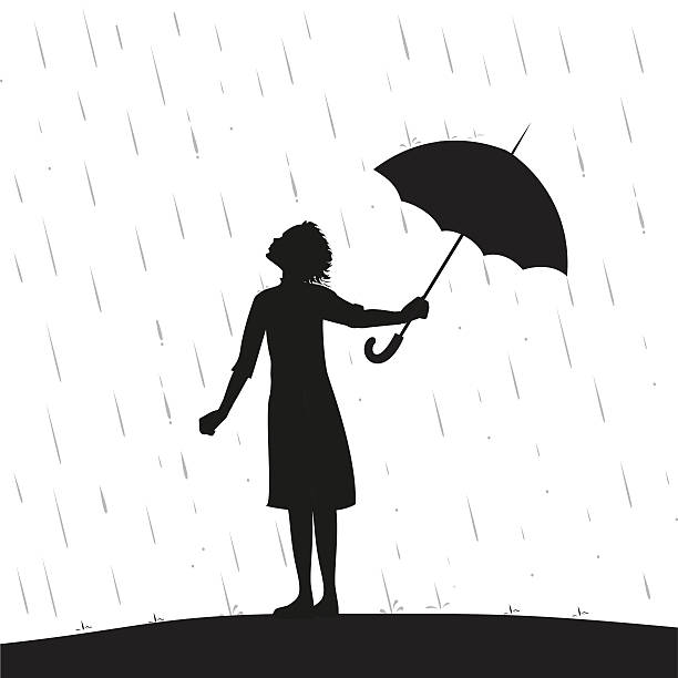 Royalty Free Little Girl With Umbrella Silhouette Clip Art, Vector ...