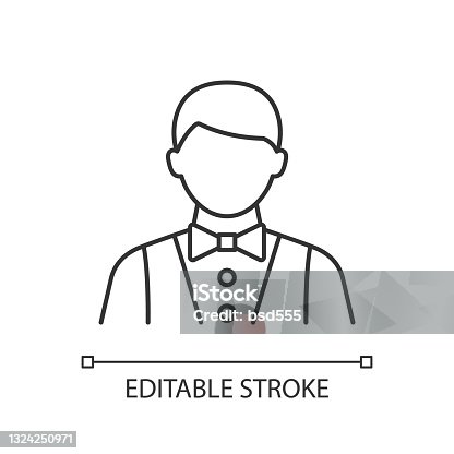 istock Waiter and barman linear icon 1324250971