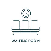 Waiting room vector line icon, outline concept, linear sign