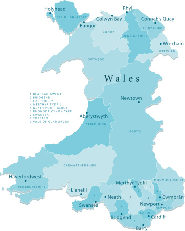 Wales Vector Map Regions Isolated