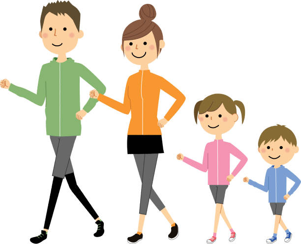 徒步家庭 - 競走賽 插圖 幅插畫檔、美工圖案、卡通及圖標