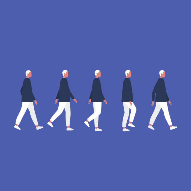 Walking male character. Animation set. Flat editable vector illustration, clip art. Walking male character. Animation set. Flat editable vector illustration, clip art. walking stock illustrations