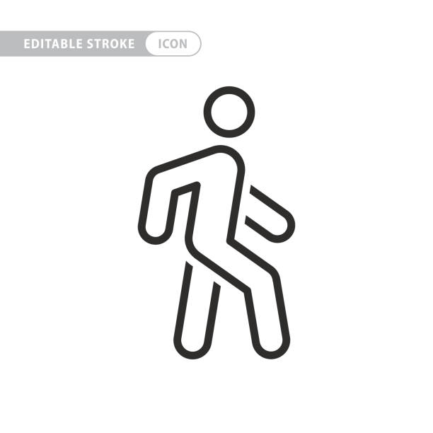 ilustrações de stock, clip art, desenhos animados e ícones de walking man line icon - trilhos pedestres