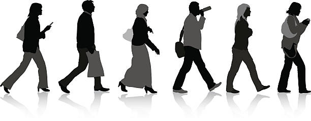 歩く 女性 横向き イラスト素材