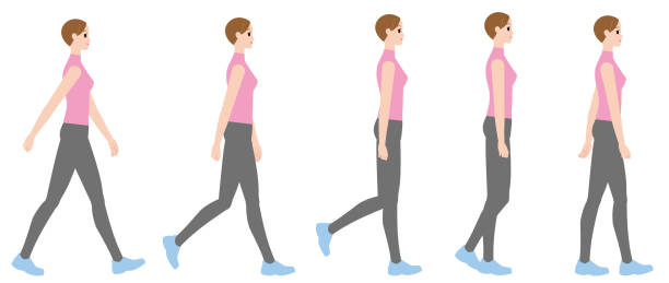 女性向量插畫的行走姿勢。列印 - 競走賽 插圖 幅插畫檔、美工圖案、卡通及圖標