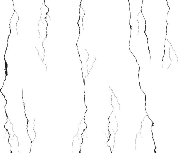 Wall crack vector set Wall crack vector set lightning patterns stock illustrations