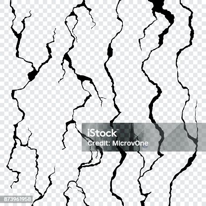 istock Wall cracks isolated on transparent background 873961958