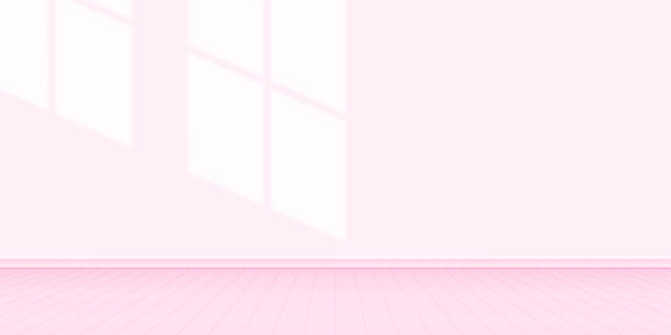 illustrations, cliparts, dessins animés et icônes de couleur pastel rose de pièce de mur avec la brillance de lumière de la fenêtre, intérieur de mur du salon de maison, espace vide de mur intérieur, mur rose pastel, espace de copie - fond studio minimaliste beton