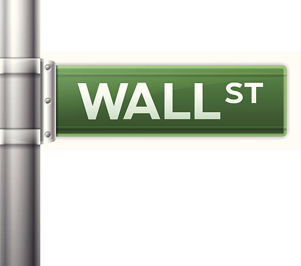 Wall Street Wall street sign isolated on white. EPS 10 file. Transparency effects used on highlight elements. wall street stock illustrations