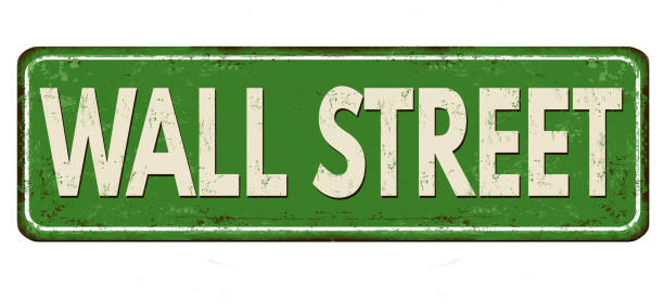 illustrazioni stock, clip art, cartoni animati e icone di tendenza di cartello in metallo arrugginito vintage di wall street - wall street