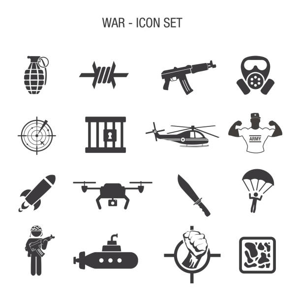 War Icon Set Vector of War Icon Set drone clipart stock illustrations