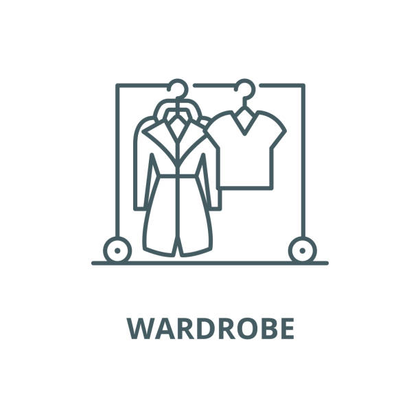 ilustrações de stock, clip art, desenhos animados e ícones de wardrobe vector line icon, linear concept, outline sign, symbol - clothes wardrobe