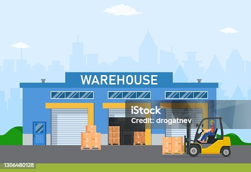 istock Warehouse industry with storage buildings 1306480128