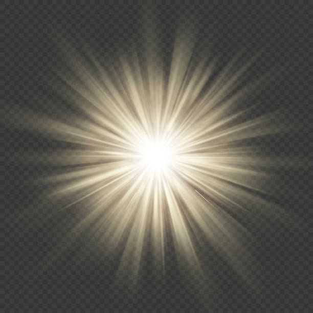 따뜻한 글로우 스타 버스트 플레어 폭발 투명 조명 효과. eps 10 - 태양광선 stock illustrations