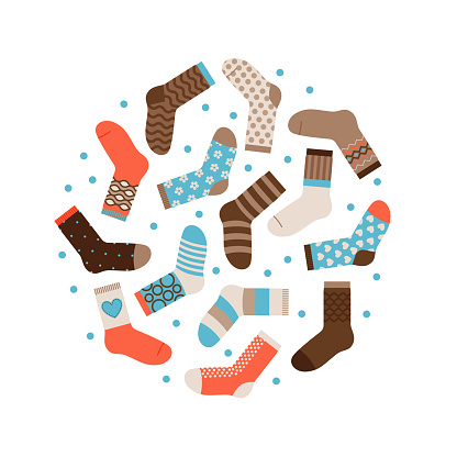 Warm winter socks round vector concept isolated