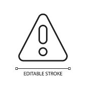 istock Warning pixel perfect linear icon 1291572485