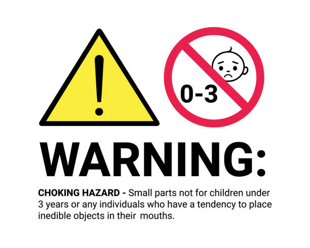stockillustraties, clipart, cartoons en iconen met warning sign for children - vector illustration isolated on white background - choking