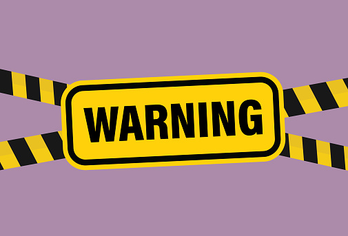 Warning sign with adhesive tape