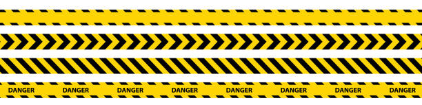 Warning stripes road sign set vector art illustration