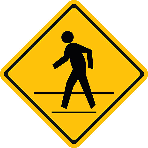 ilustrações de stock, clip art, desenhos animados e ícones de aviso tráfego sinal de estrada de tráfego de peões - trilhos pedestres