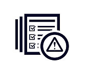 istock Warning triangle with document list and tick check marks 1288288085