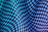 Warp checkered layered depth abstract background pattern.