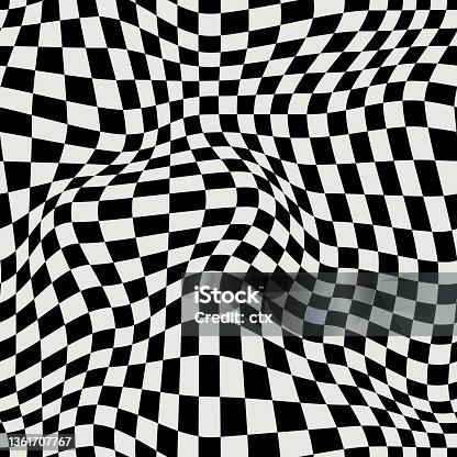 istock Warped chessboard pattern in web blue. Vector seamless pattern. 1361707767