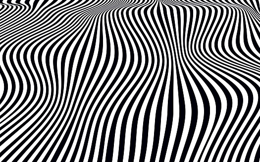 Warped Lines Black and White Pattern