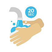 istock Washing Hands Vector Design. 20 Second Hand Washing and Cleaning Concept Flat Design. 1215521458