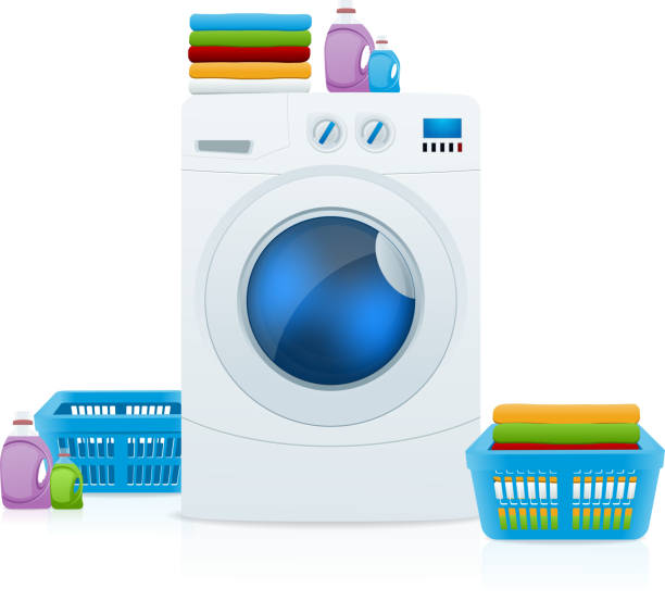 Washing machine vector art illustration