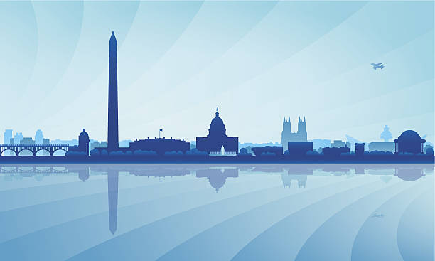 Washington city skyline silhouette background Washington city skyline silhouette background, vector illustration. Full editable EPS 10. File contains gradients and transparency. washington dc stock illustrations