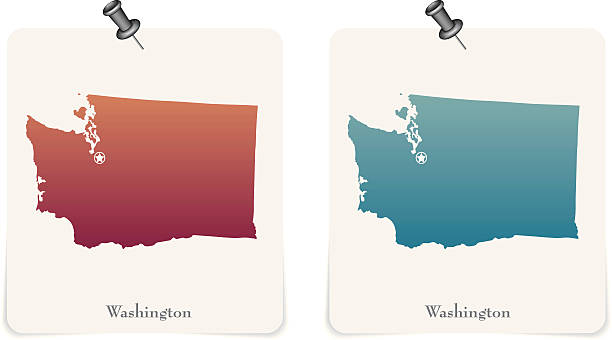 washington state red and blue cards vector art illustration