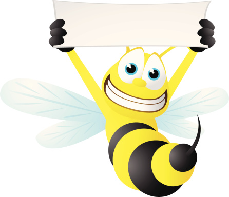 Wasp holding a blank banner