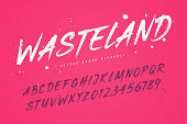 Wasteland vector brush style font, alphabet, typeface, typography Global swatches