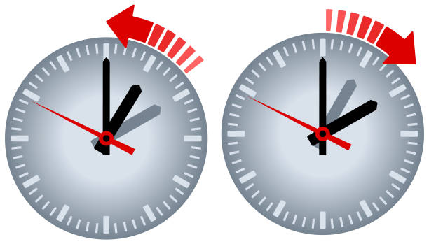 Watch Daylight Saving Vector Icon Calibrate to daylight saving time and opposite. Vector illustration. daylight saving time stock illustrations