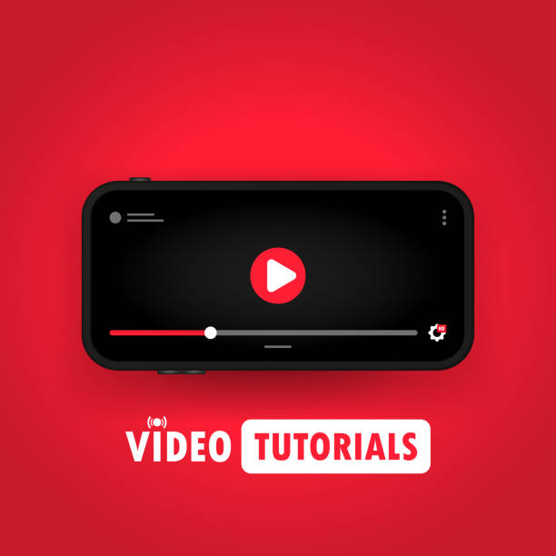 Watching video tutorials on smart phone illustration. Distance education. Online webinar, course, training. Vector on isolated background. EPS 10 Watching video tutorials on smart phone illustration. Distance education. Online webinar, course, training. Vector on isolated background. EPS 10. live streaming illustrations stock illustrations