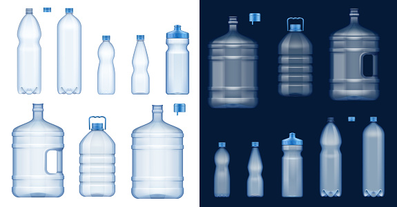 Water bottle mockups. Plastic drink containers