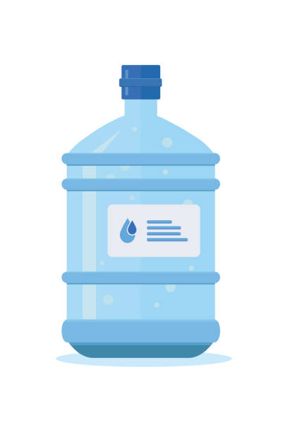 Water bottle vector cartoon illustration Water bottle vector cartoon illustration. Plastic barrel with label isometric clipart. Clean potable drinking water. Healthy aqua gallon. Dispenser, plastic flasks. Isolated design element jug stock illustrations
