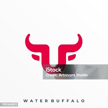 istock Water Buffalo Illustration Vector Template 1195160892