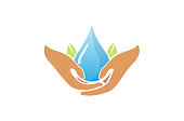 Water Care Hands Holding Drop icon,
