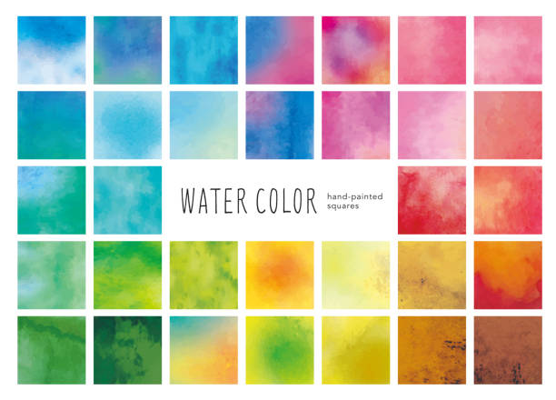 Water color square icons Water color square icons watercolor painting stock illustrations