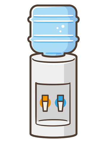 Water cooler. Bottled water. Vector flat outline icon illustration isolated on white background.