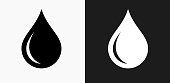 istock Water drop Icon on Black and White Vector Backgrounds 811950402