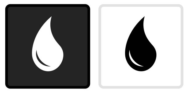 ilustraciones, imágenes clip art, dibujos animados e iconos de stock de icono de gota de agua en el botón negro con rollover blanco - teardrop