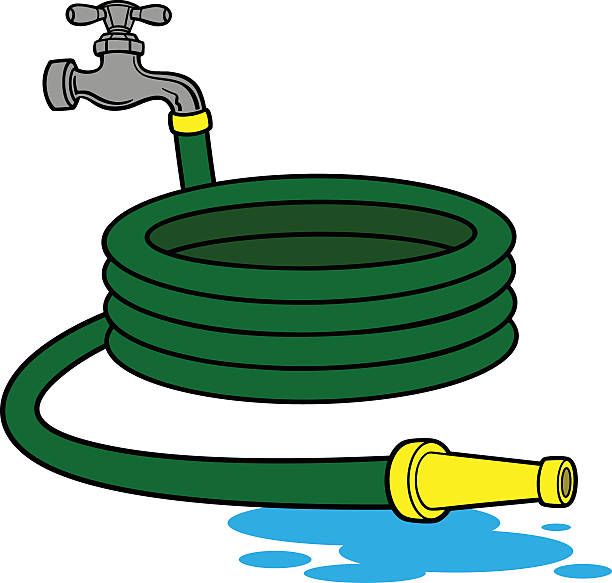 водой шланг - garden hose faucet stock illustrations.